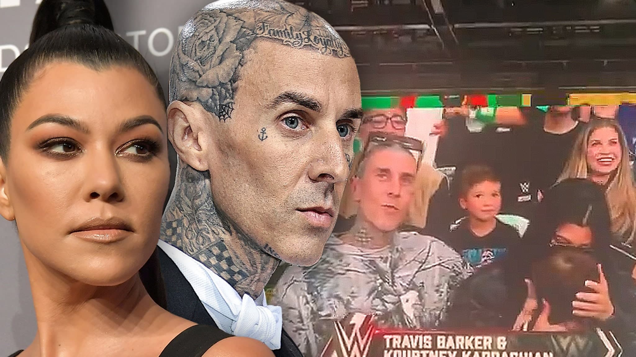 Kourtney Kardashian and Travis Barker Booed By WWE Fans - TMZ